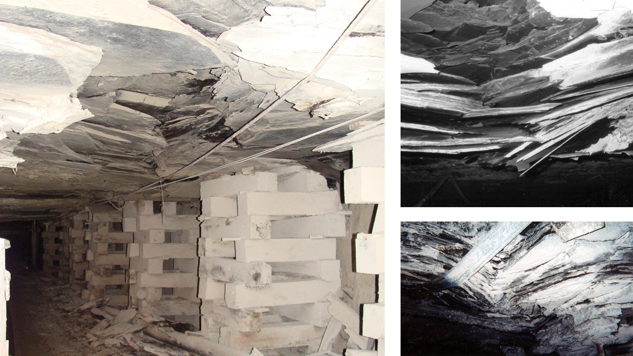Kink zone along midline of a passage in a Springfield (W. Ky. No. 9) coal mine.